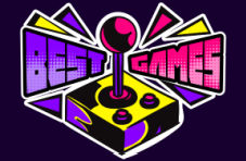 A multi-coloured retro style illustration with a classic game joystick and the words “Best Games” on a dark background