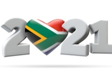 2021 with the 0 as a heart shape in the colors of the South African flag