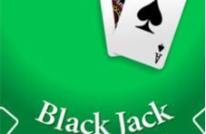 and A and J playing card on a green table with the word Blackjack