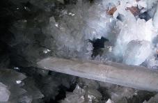 An image of inside of the Cave of the Crystals in Naica, Mexico