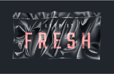 An illustration of the words ‘keep it fresh’ sealed in a plastic bag against a black background