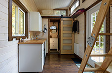 A photograph showing an example of the interior of a micro home