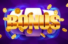 A colourful illustration of a 3 reel slot barrel with the word bonus in gold, and gold coins on a purple background 