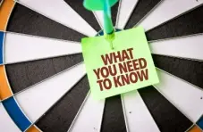 An image of a dart hitting a green note reading what you need to know on a dartboard with black and white segments background