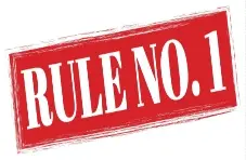 An illustration of a red Rule No. 1 stamp, isolated on white