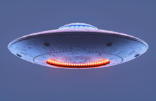 An image of a UFO on a blue background