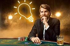 Blackjack player with lightbulb over his head