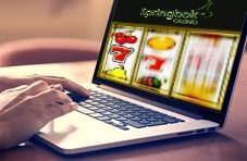 an online slot game on a laptop with the Springbok logo