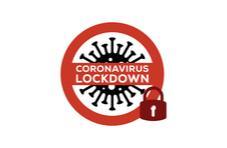 an image of the corona virus with a red circle around it and across it with the words Coronavirus Lockdown and a padlock