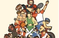 all different sports people shown in one drawing together