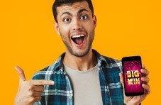Happy online casino player