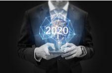 a futuristic 2020 above a mobile phone
