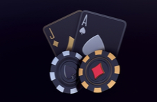 Gold, black, and silver Jack and Ace cards with similarly designed chips in the foreground