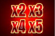 red background with golden x2 x3 x4 x5 signifying wild multipliers on Springbok slots