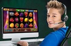 Gamer at Computer with big smile