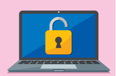 illustration of a laptop with a padlock on the screen