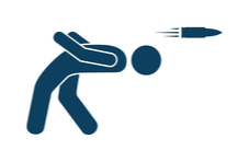 a diagram of a person bending over backwards with a bullet flying over