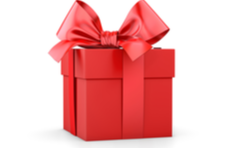 red gift box with a red ribbon