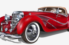 a big, red vintage car you can afford if you win big at Springbok online casino