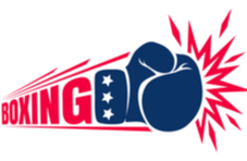 The word Boxing with a boxing gloved hand at the end hitting a punch