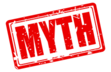 the word MYTH as a red stamp