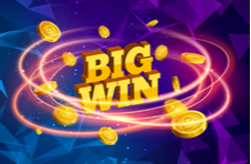 the words Big Win with coins floating around in the air