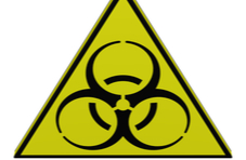 biohazard symbol on a yellow triangle